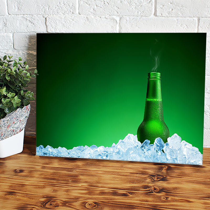 Cold Beer Between Ice Canvas Wall Art - Canvas Prints, Prints for Sale, Canvas Painting, Canvas On Sale
