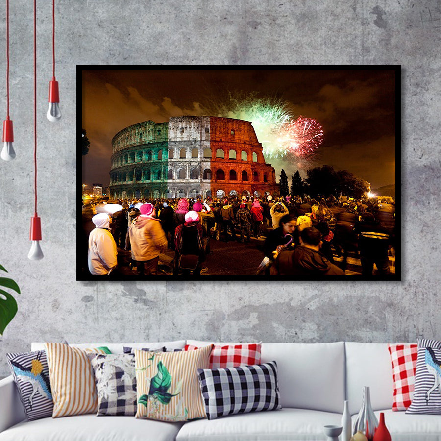 Colesseum Rome Italy, Stadium Canvas, Sport Art, Gift for him, Framed Art Prints Wall Art Decor, Framed Picture