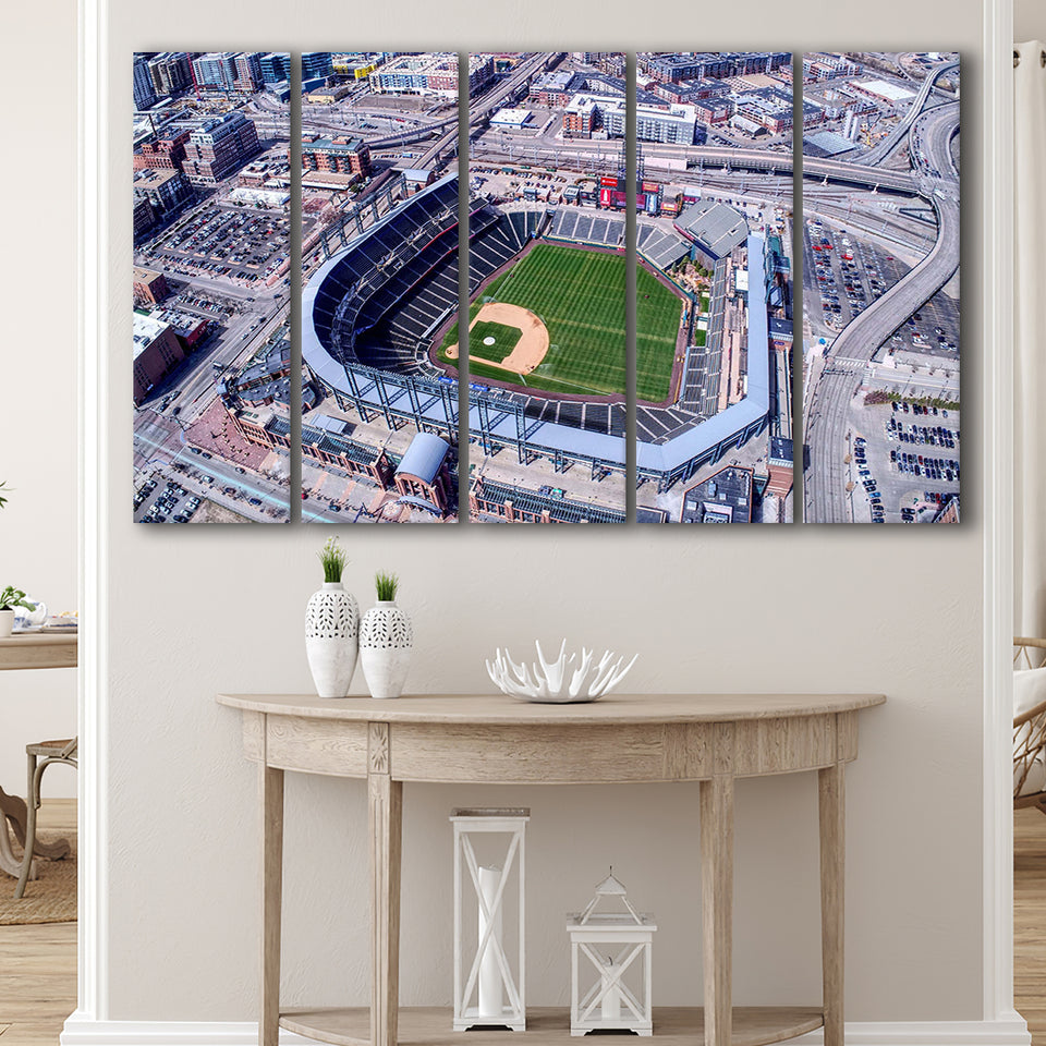 Colorado Rockies Stadium Canvas Prints Coors Field Wall Art Aerial,Multi Panels B,Sport Stadium Art Prints, Fan Gift