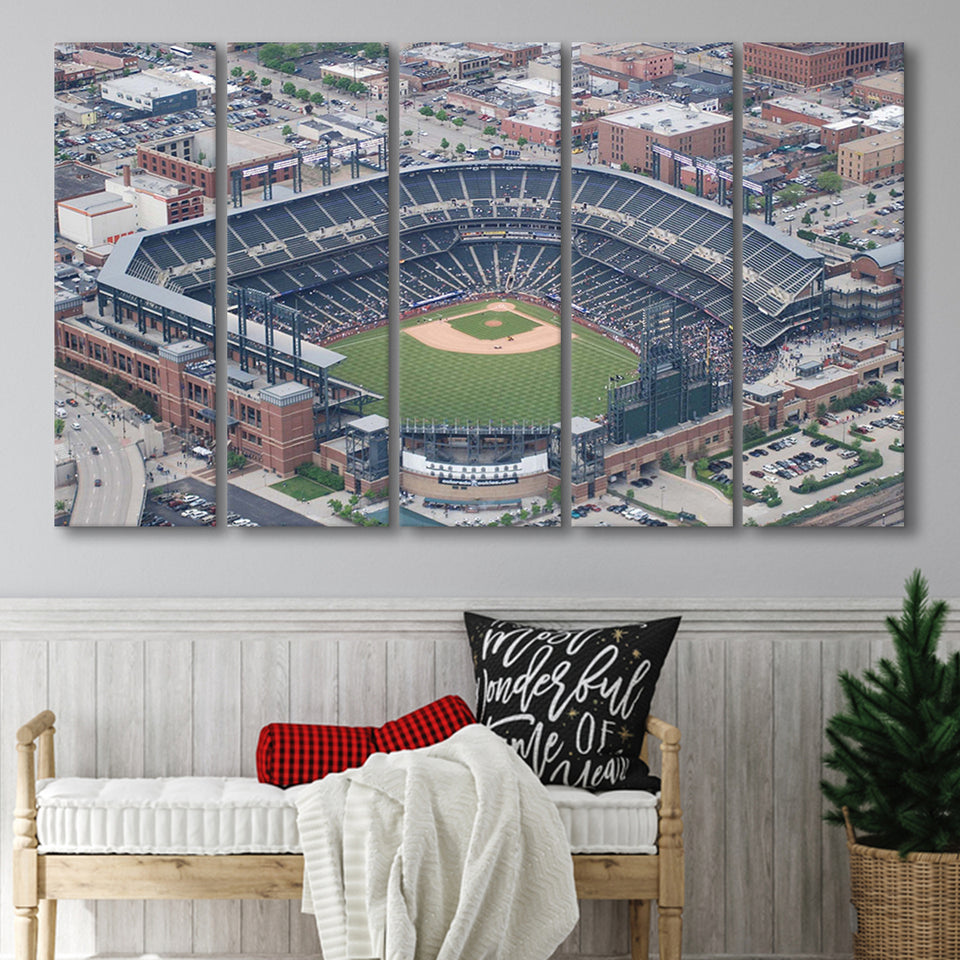 Colorado Rockies Stadium Canvas Prints Coors Field Wall Art Aerial V1,Multi Panels B,Sport Stadium Art Prints, Fan Gift