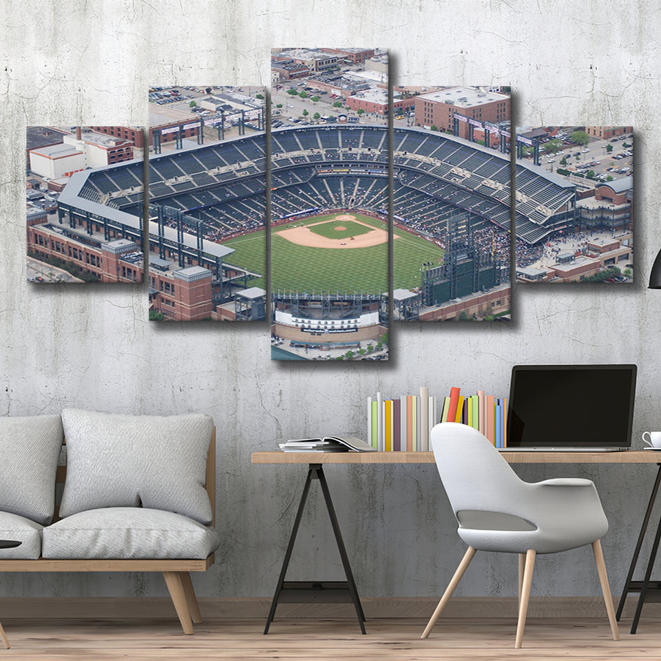 Colorado Rockies Stadium Canvas Prints Coors Field Wall Art Aerial V1,Multi Panels,Sport Stadium Art Prints, Fan Gift