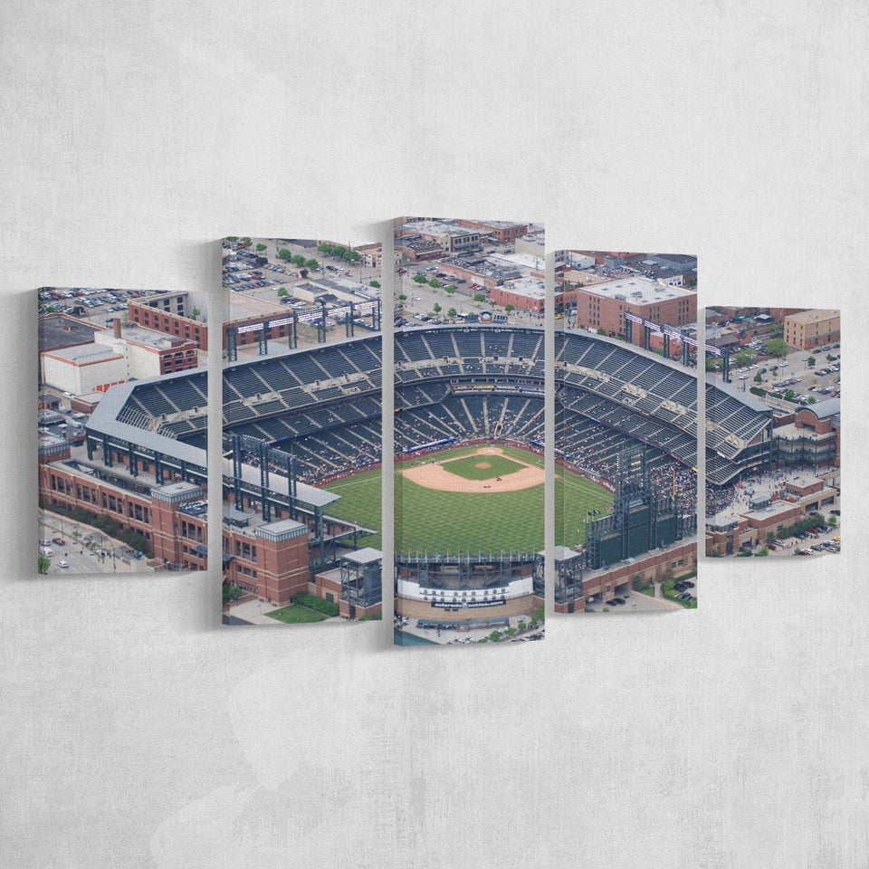 Colorado Rockies Stadium Canvas Prints Coors Field Wall Art Aerial V1,Multi Panels,Sport Stadium Art Prints, Fan Gift