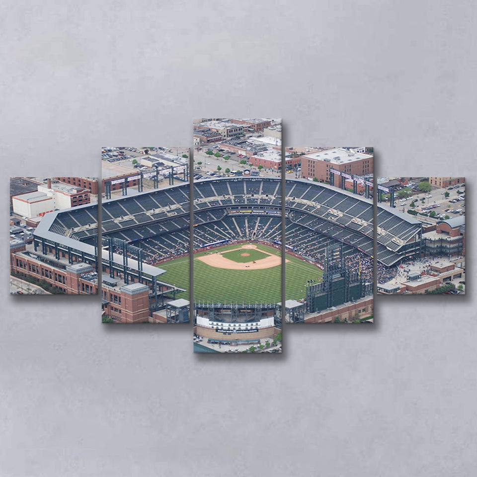 Colorado Rockies Stadium Canvas Prints Coors Field Wall Art Aerial V1,Multi Panels,Sport Stadium Art Prints, Fan Gift