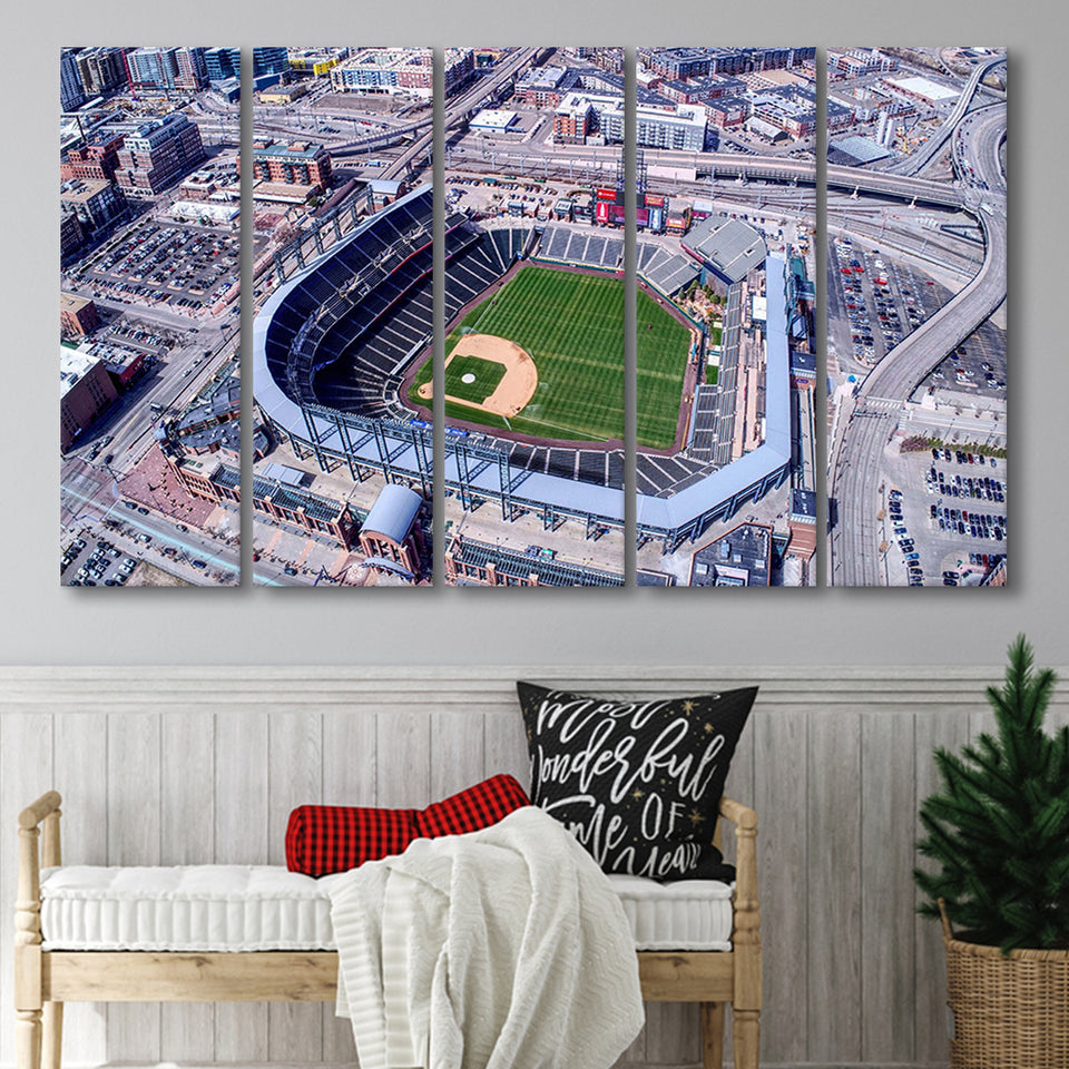 Colorado Rockies Stadium Canvas Prints Coors Field Wall Art Aerial,Multi Panels B,Sport Stadium Art Prints, Fan Gift