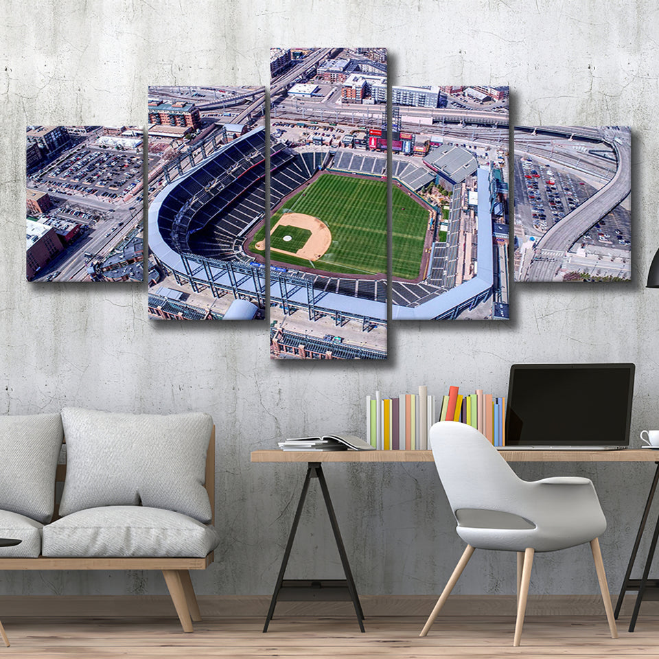 Colorado Rockies Stadium Canvas Prints Coors Field Wall Art Aerial,Multi Panels,Sport Stadium Art Prints, Fan Gift