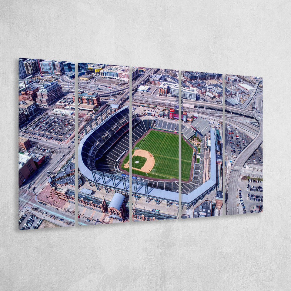 Colorado Rockies Stadium Canvas Prints Coors Field Wall Art Aerial,Multi Panels B,Sport Stadium Art Prints, Fan Gift