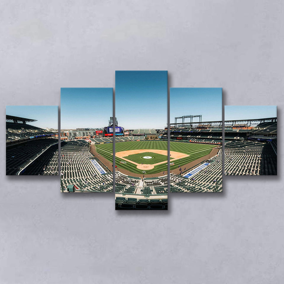 Colorado Rockies Stadium Canvas Prints Coors Field Wall Art Panoramic V1,Multi Panels,Sport Stadium Art Prints, Fan Gift