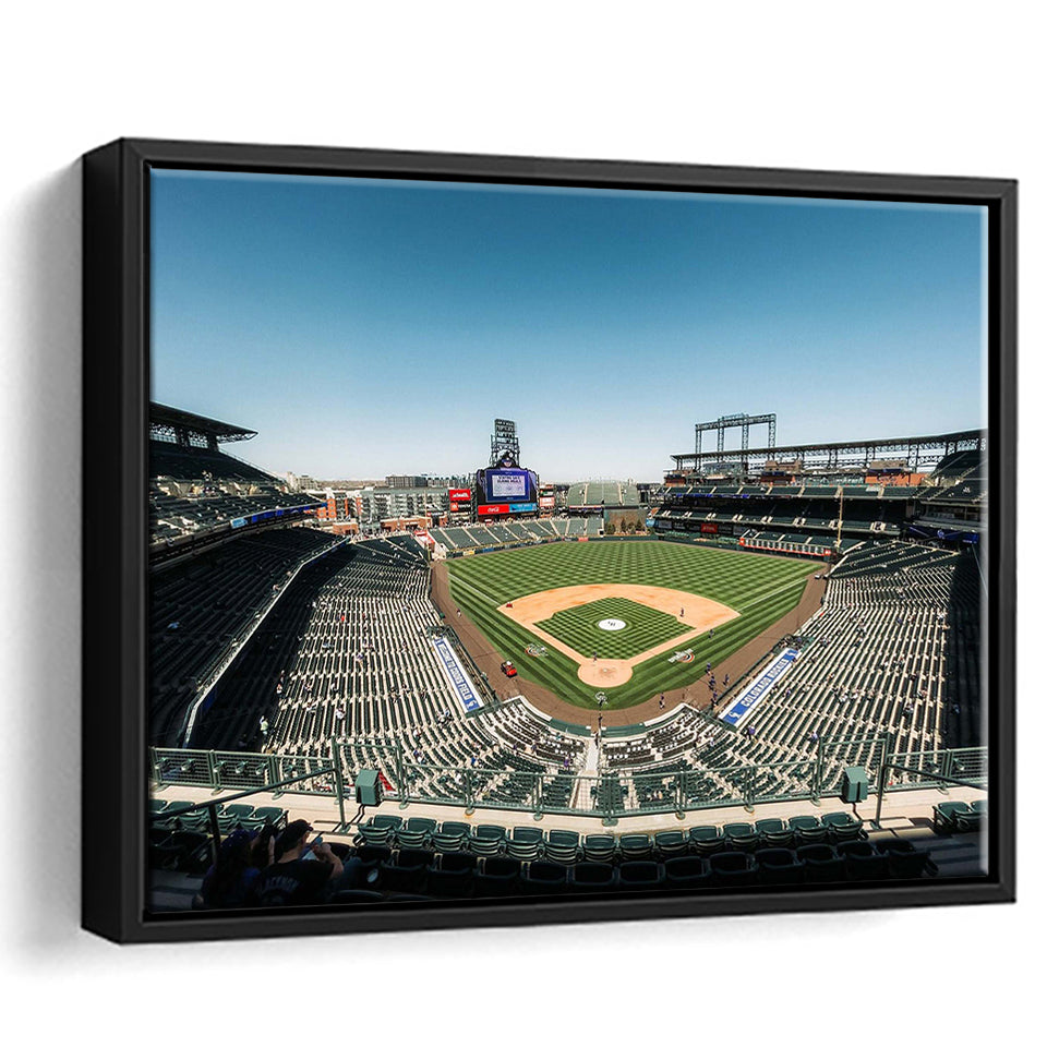 Colorado Rockies Stadium Framed Canvas Prints Coors Field Wall Art Panoramic V1,Sport Stadium Art Prints, Fan Gift