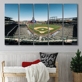 Colorado Rockies Stadium Canvas Prints Coors Field Wall Art Panoramic V1,Multi Panels B,Sport Stadium Art Prints, Fan Gift