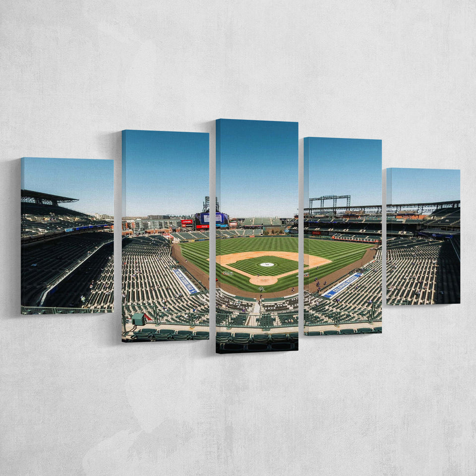 Colorado Rockies Stadium Canvas Prints Coors Field Wall Art Panoramic V1,Multi Panels,Sport Stadium Art Prints, Fan Gift