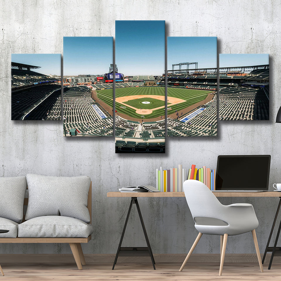 Colorado Rockies Stadium Canvas Prints Coors Field Wall Art Panoramic V1,Multi Panels,Sport Stadium Art Prints, Fan Gift