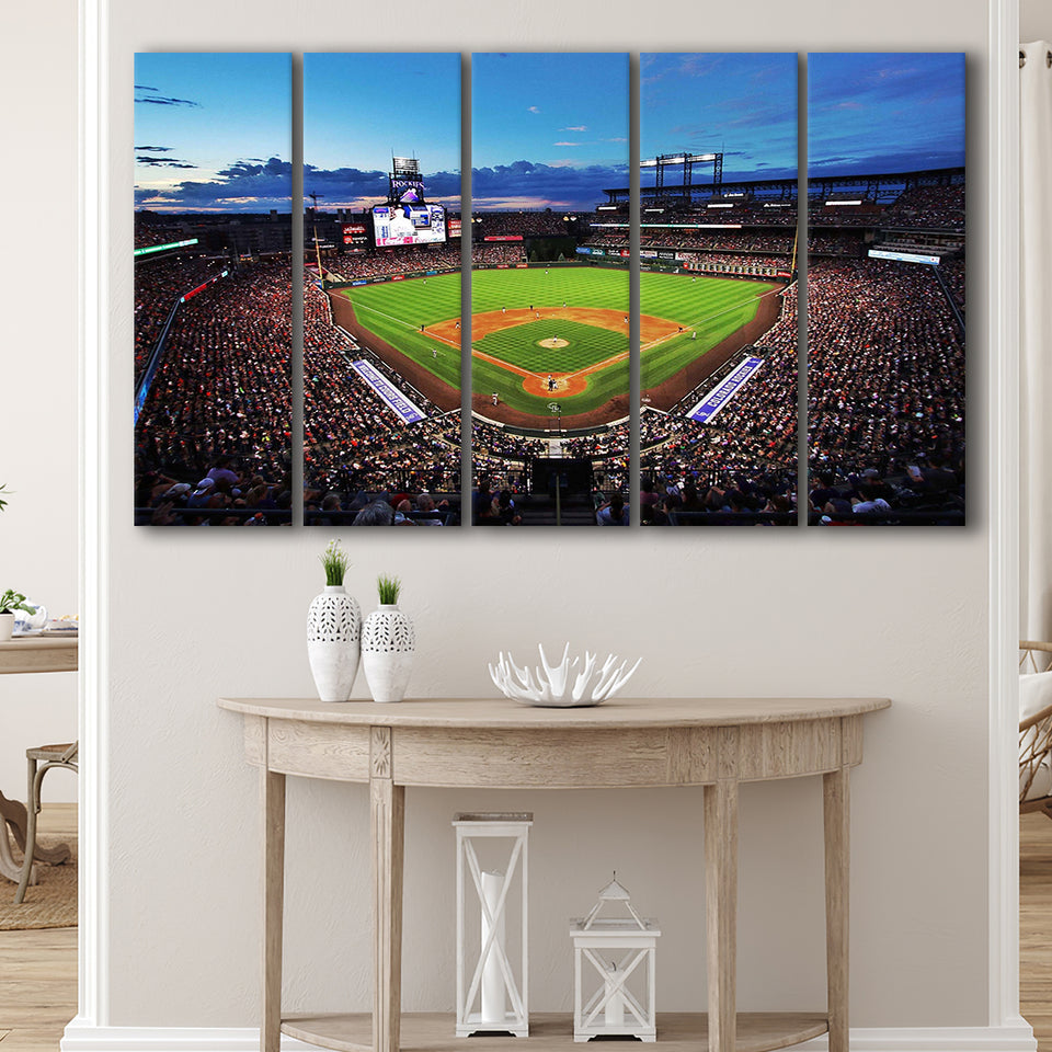 Colorado Rockies Stadium Canvas Prints Coors Field Wall Art Panoramic,Multi Panels B,Sport Stadium Art Prints, Fan Gift