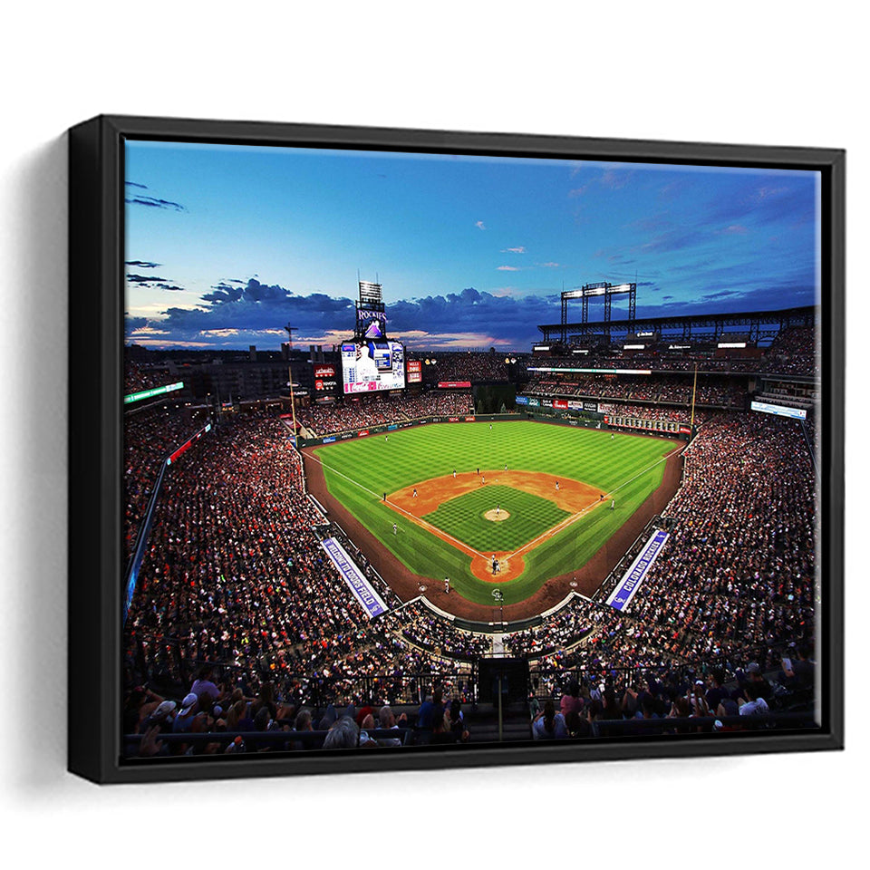 Colorado Rockies Stadium Framed Canvas Prints Coors Field Wall Art Panoramic,Sport Stadium Art Prints, Fan Gift