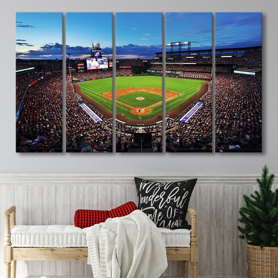 Colorado Rockies Stadium Canvas Prints Coors Field Wall Art Panoramic,Multi Panels B,Sport Stadium Art Prints, Fan Gift