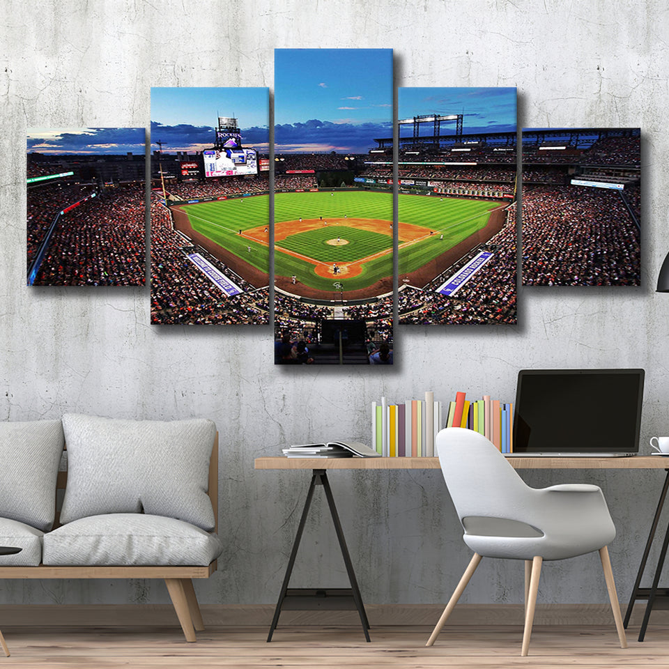 Colorado Rockies Stadium Canvas Prints Coors Field Wall Art Panoramic,Multi Panels,Sport Stadium Art Prints, Fan Gift