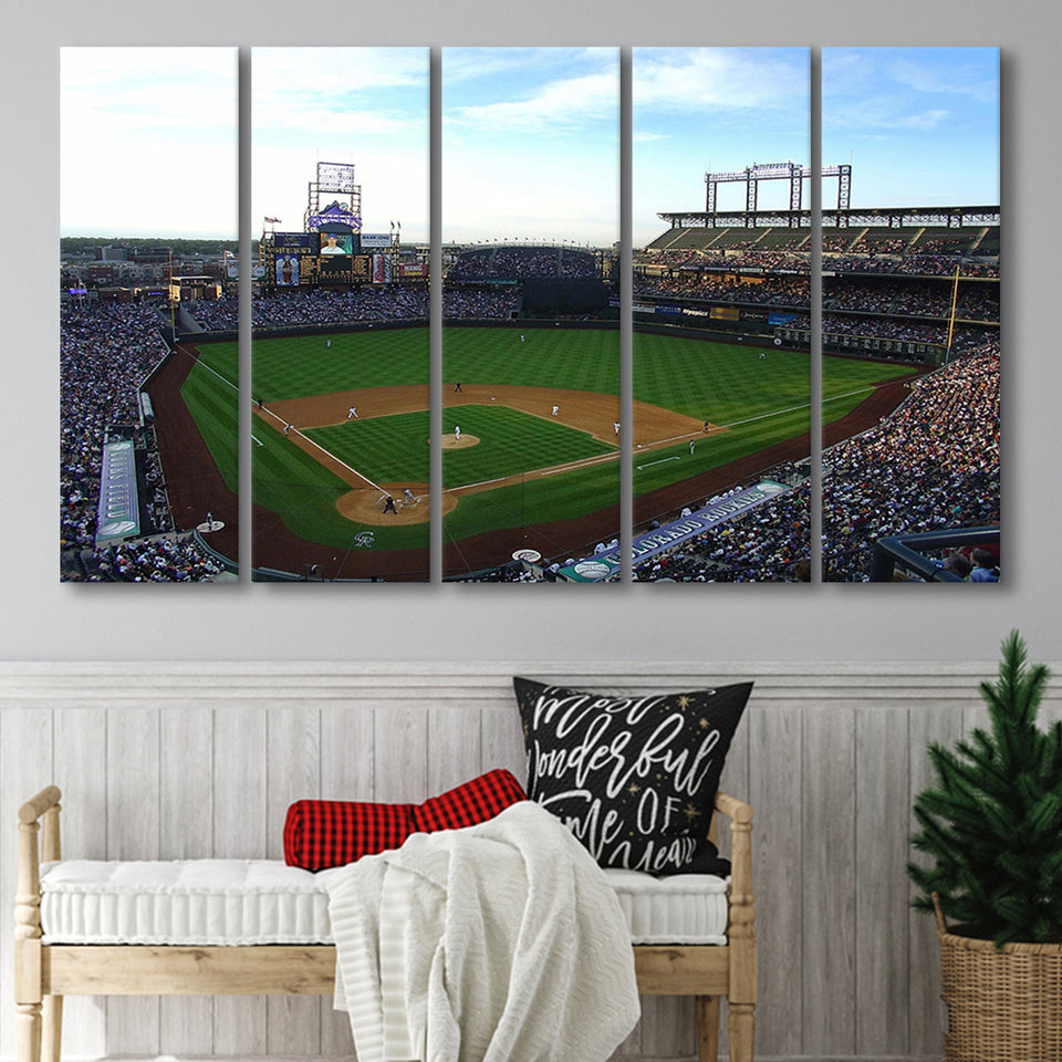 Colorado Rockies Stadium Wall Art Coors Field Stadium Canvas Prints Baseball,Multi Panels B,Sport Stadium Art Prints, Fan Gift