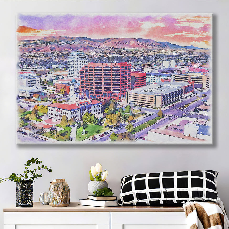 Colorado Springs Watercolor Colorado Springs Colorado, Sport Art Prints Fan Gift, Canvas Prints Wall Art Decor