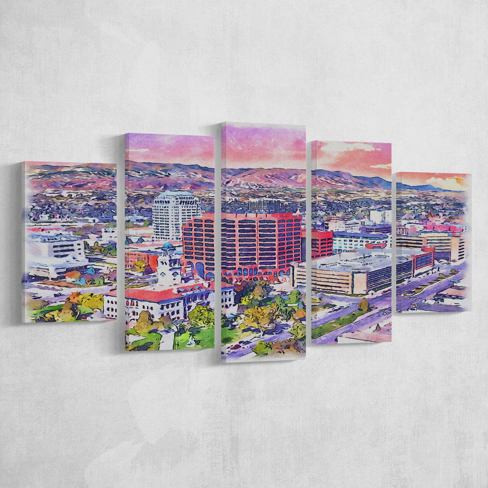 Colorado Springs Watercolor Colorado Springs Colorado, 5 Pieces, Multi Panel Canvas Prints Wall Art Decor