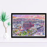 Colorado Springs Watercolor Colorado Springs Colorado, Sport Prints Fan Gift, Framed Art Prints Wall Art Decor