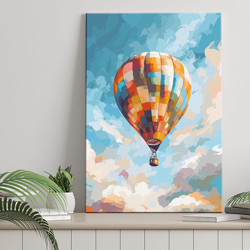 Colorful Air Balloon Water Color Painting Wall Art Canvas Prints Wall Art, Home Living Room Decor, Large Canvas