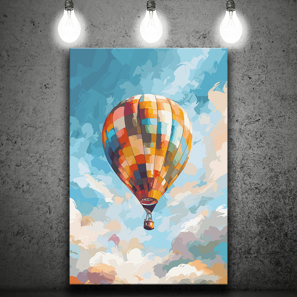 Colorful Air Balloon Water Color Painting Wall Art Canvas Prints Wall Art, Home Living Room Decor, Large Canvas