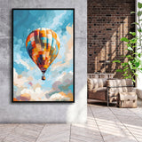 Colorful Air Balloon Water Color Painting Wall Art Framed Canvas Prints Wall Art, Floating Frame, Large Canvas Home Decor