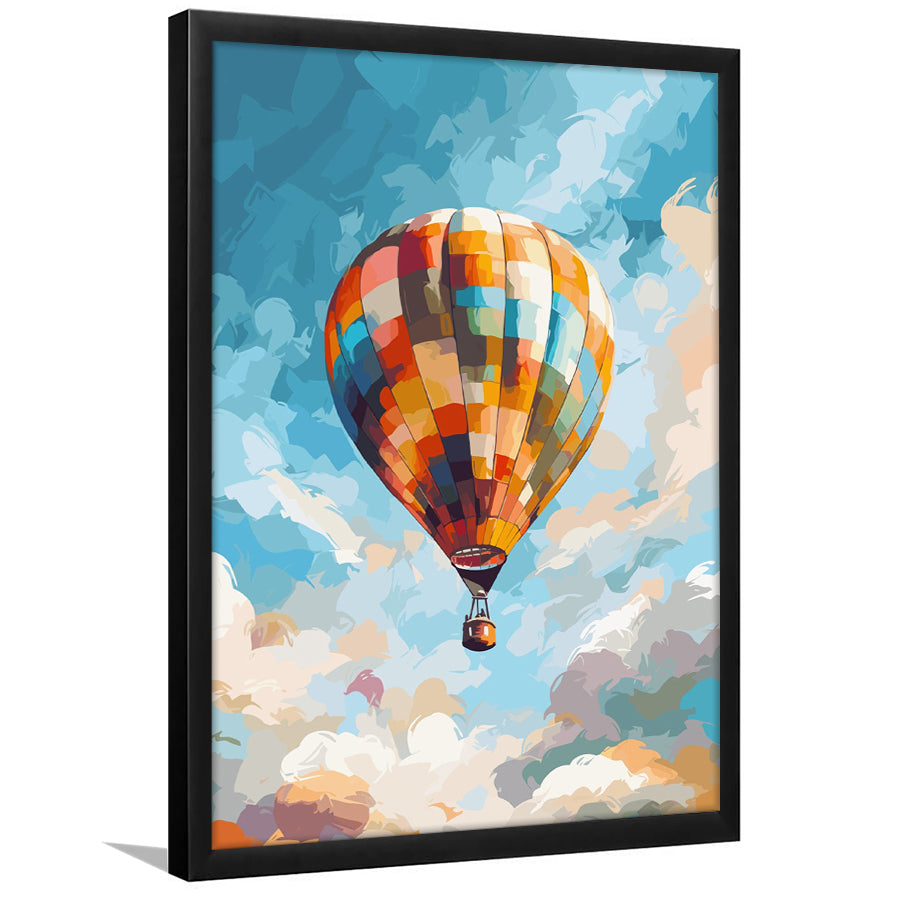 Colorful Air Balloon Water Color Painting Wall Art Framed Art Prints Wall Decor, Framed Picture, Large Picture