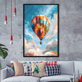 Colorful Air Balloon Water Color Painting Wall Art Framed Art Prints Wall Decor, Framed Picture, Large Picture