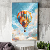 Colorful Air Balloon Water Color Painting Wall Art Canvas Prints Wall Art, Home Living Room Decor, Large Canvas