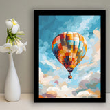 Colorful Air Balloon Water Color Painting Wall Art Framed Art Prints Wall Decor, Framed Picture, Large Picture