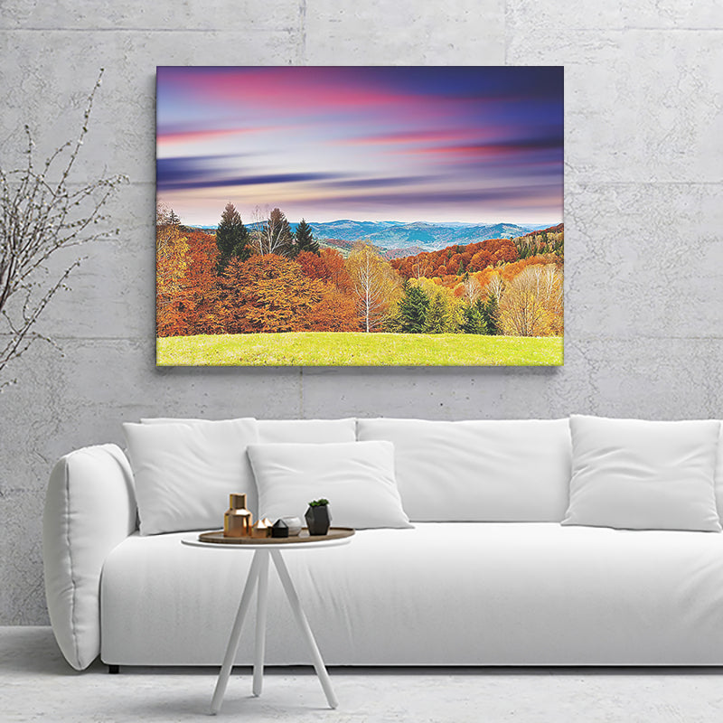 Colorful Autumn And Mountains View At Sunset Canvas Wall Art - Canvas Prints, Prints For Sale, Painting Canvas,Canvas On Sale 