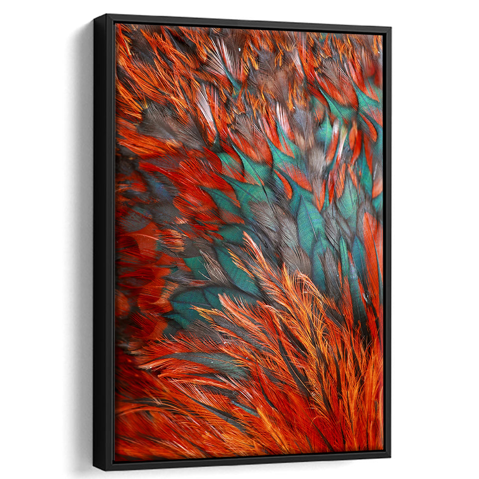 Colorful Bird Feathers Colorfull Framed Canvas Wall Art - Canvas Prints,Framed Art, Prints for Sale, Canvas Painting
