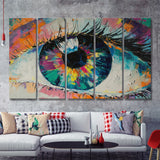 Colorful Eye Graffiti 3 5 Pieces B Canvas Prints Wall Art - Painting Canvas,Wall Decor, Multi Panel,5 Panels