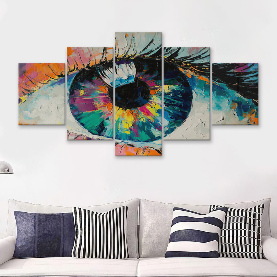 Colorful Eye Graffiti 3 5 Pieces Canvas Prints Wall Art - Painting Canvas,Wall Decor, Multi Panel,5 Panels