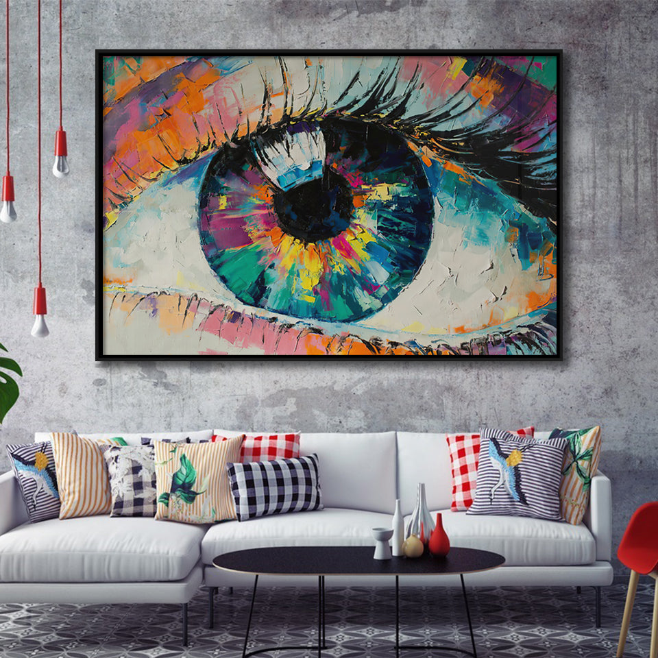 Colorful Eye Graffiti 3 Framed Canvas Prints Wall Art - Painting Canvas,Floating Frame, Painting Prints,For Sale