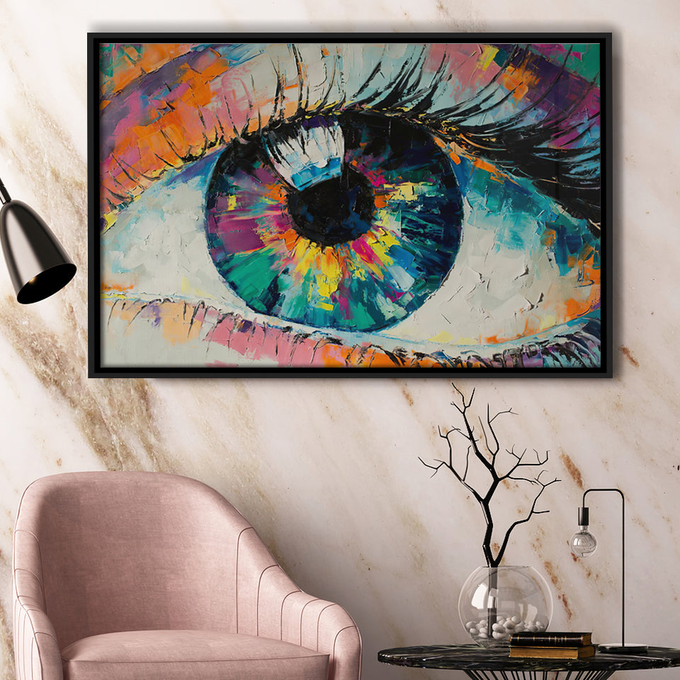 Colorful Eye Graffiti 3 Framed Canvas Prints Wall Art - Painting Canvas,Floating Frame, Painting Prints,For Sale