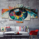 Colorful Eye Graffiti 3 5 Pieces Canvas Prints Wall Art - Painting Canvas,Wall Decor, Multi Panel,5 Panels