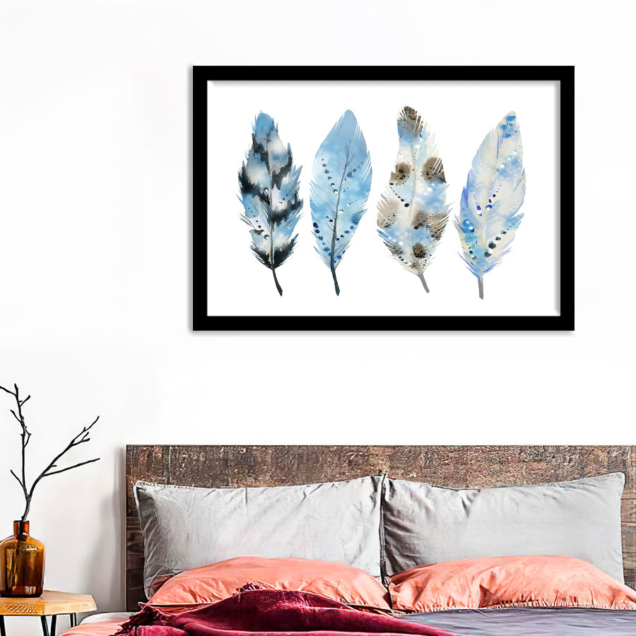 Colorful Feathers Watercolor Art Print Framed Wall Art Print - Framed Art, Prints for Sale, Painting Art, Painting Prints
