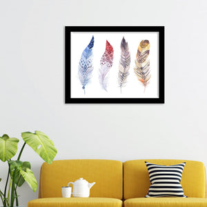 Colorful Feathers Watercolor Beauty Framed Wall Art Print - Framed Art, Prints for Sale, Painting Art, Painting Prints