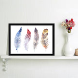 Colorful Feathers Watercolor Beauty Framed Canvas Wall Art - Canvas Prints, Framed Art, Prints for Sale, Canvas Painting