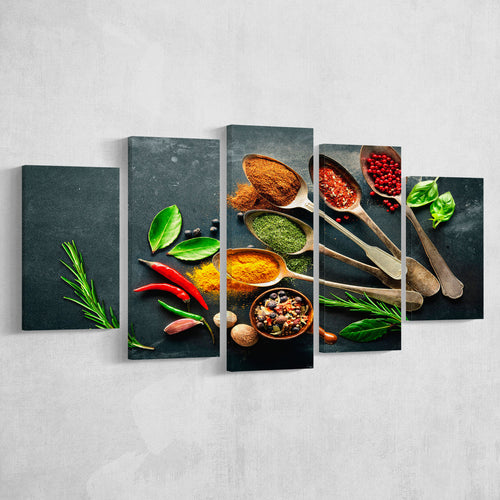 Colorful Kitchen 5 Piece Canvas Prints Wall Art Decor, Multi Panels, Mixed Canvas