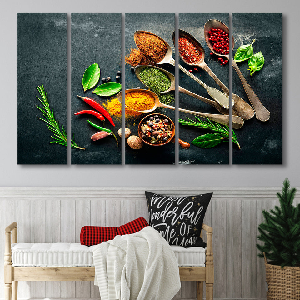 colorful kitchen 5 piece b canvas prints wall art, multi panels