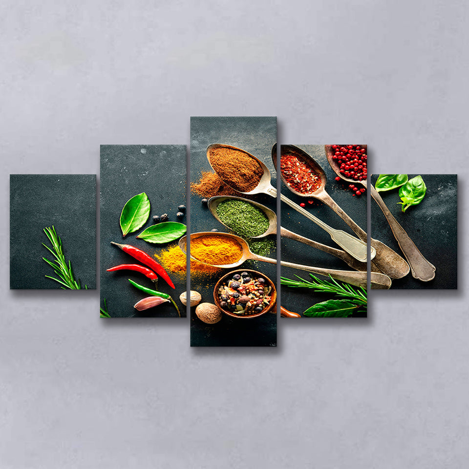 Colorful Kitchen 5 Piece Canvas Prints Wall Art Decor, Multi Panels, Mixed Canvas