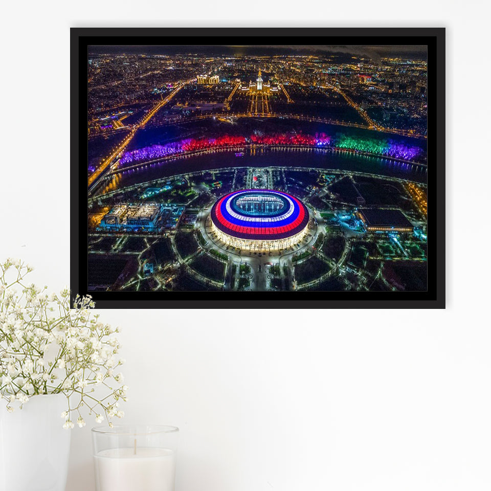 Colorful Luzhniki Stadium, Stadium Canvas, Sport Art, Gift for him, Framed Canvas Prints Wall Art Decor, Framed Picture