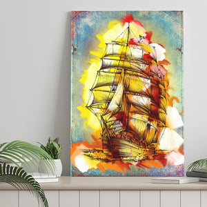 Colorful Ship Abstract Boat Ship On Sea Canvas Wall Art - Canvas Prints, Prints for Sale, Canvas Painting,Home Decor
