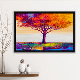 Colorful Tree Print Wall Art Framed Canvas Prints Wall Art Decor, Framed Picture, Floating Frame