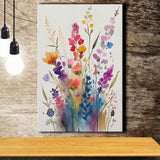 Colorful Wildflower Art, Bright Floral Watercolor Flowers V1 Canvas Prints Wall Art, Home Living Room Decor, Large Canvas