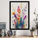 Colorful Wildflower Art, Bright Floral Watercolor Flowers V1 Framed Art Prints Wall Decor, Framed Picture, Large Picture