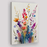 Colorful Wildflower Art, Bright Floral Watercolor Flowers V1 Canvas Prints Wall Art, Home Living Room Decor, Large Canvas