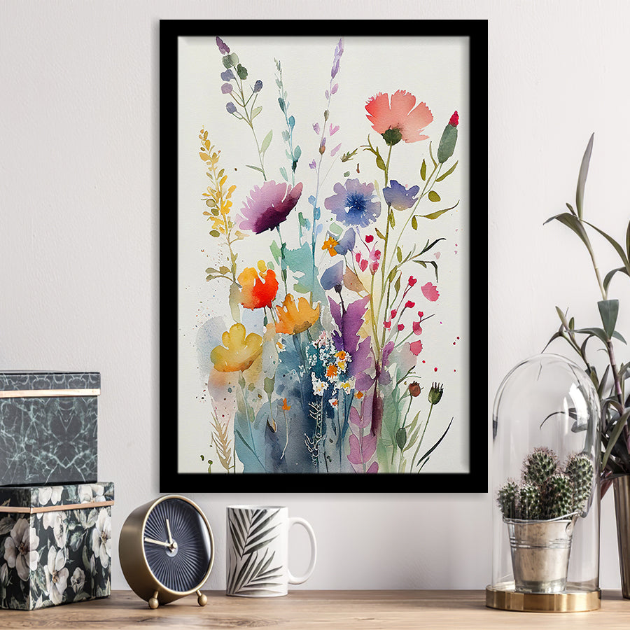 Floral Theme Set Of 2 Framed Canvas Art Print, Painting.